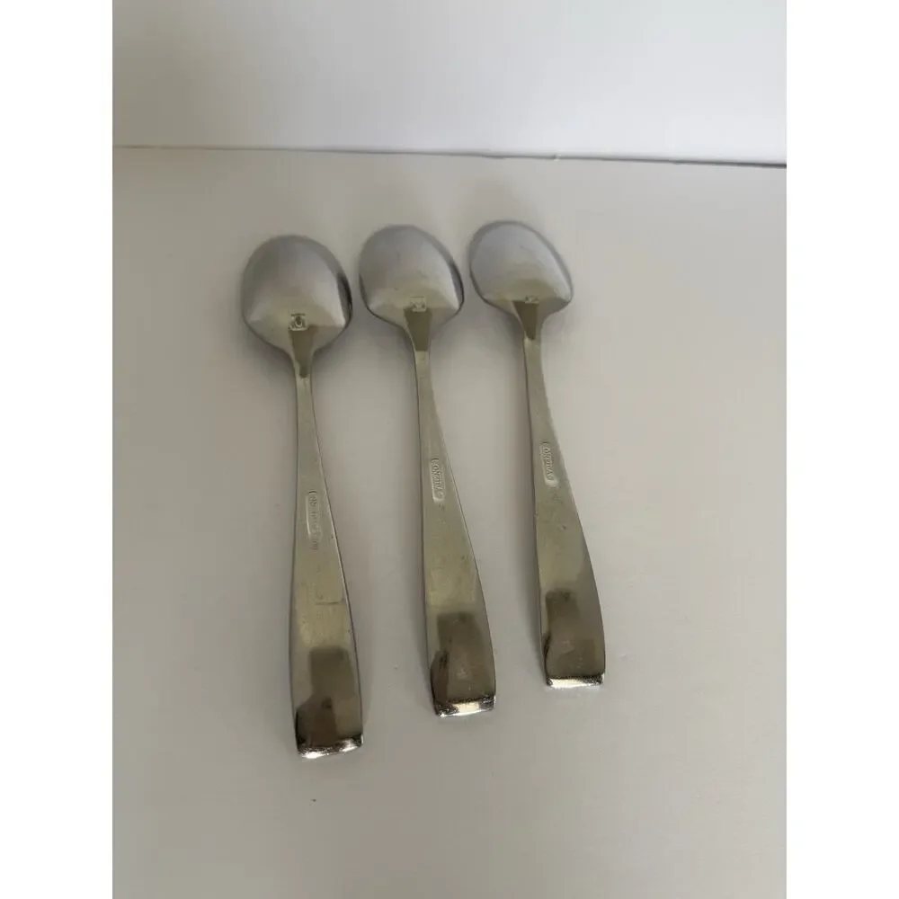 Oneida Diameter P/F10 Stainless Oval Soup Place Spoons Lot of 3 USA 6 7/8”